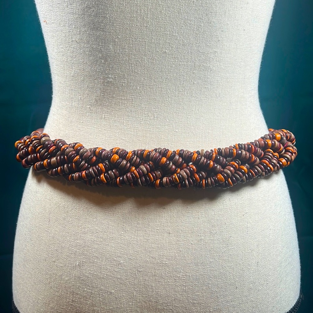 Vintage Wood Bead And Tassel Belt - image 5